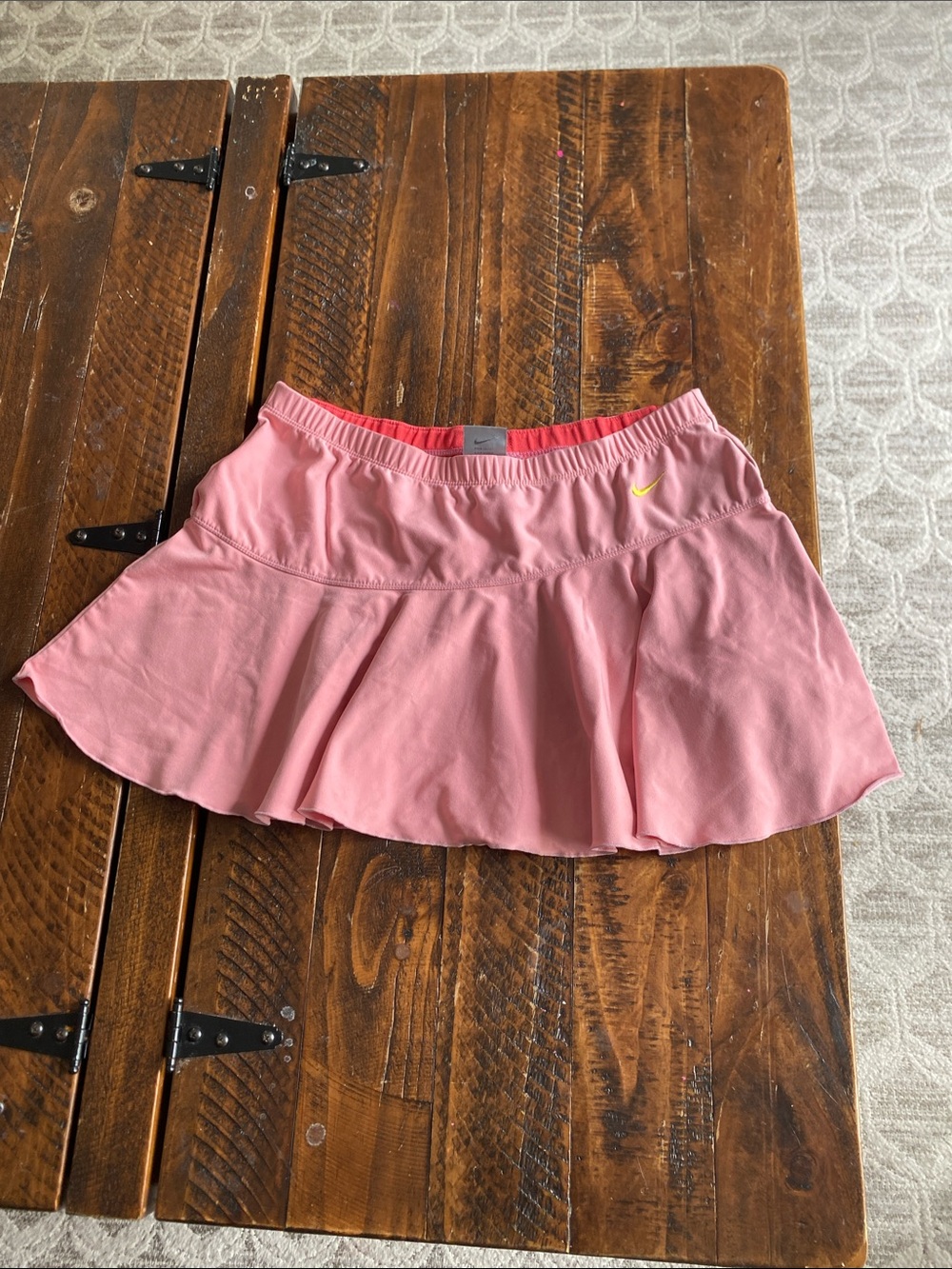 Nike Light Pink Performance Tennis Skirt with Yellow Swoosh
